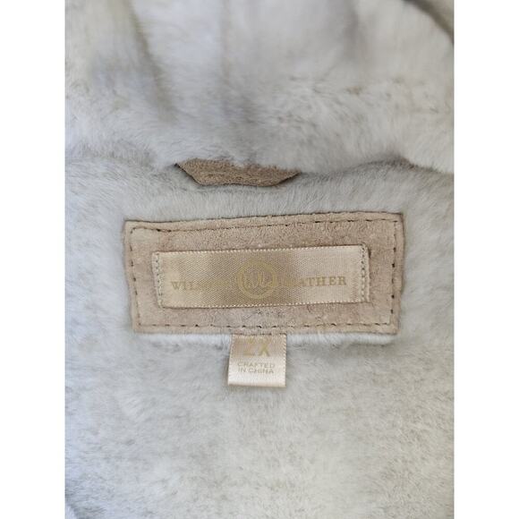 Wilsons Leather Jacket Coat Womens 2XL Brown Suede Faux Fur Trim Hooded - Picture 4 of 14